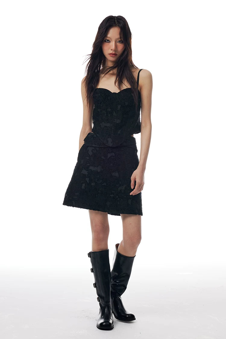 Lace Jacquard Corset & Mini Skirt Set