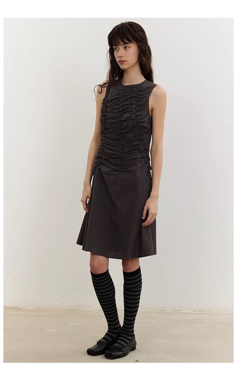 Arbour Ruched Column Dress in White or Black Ink