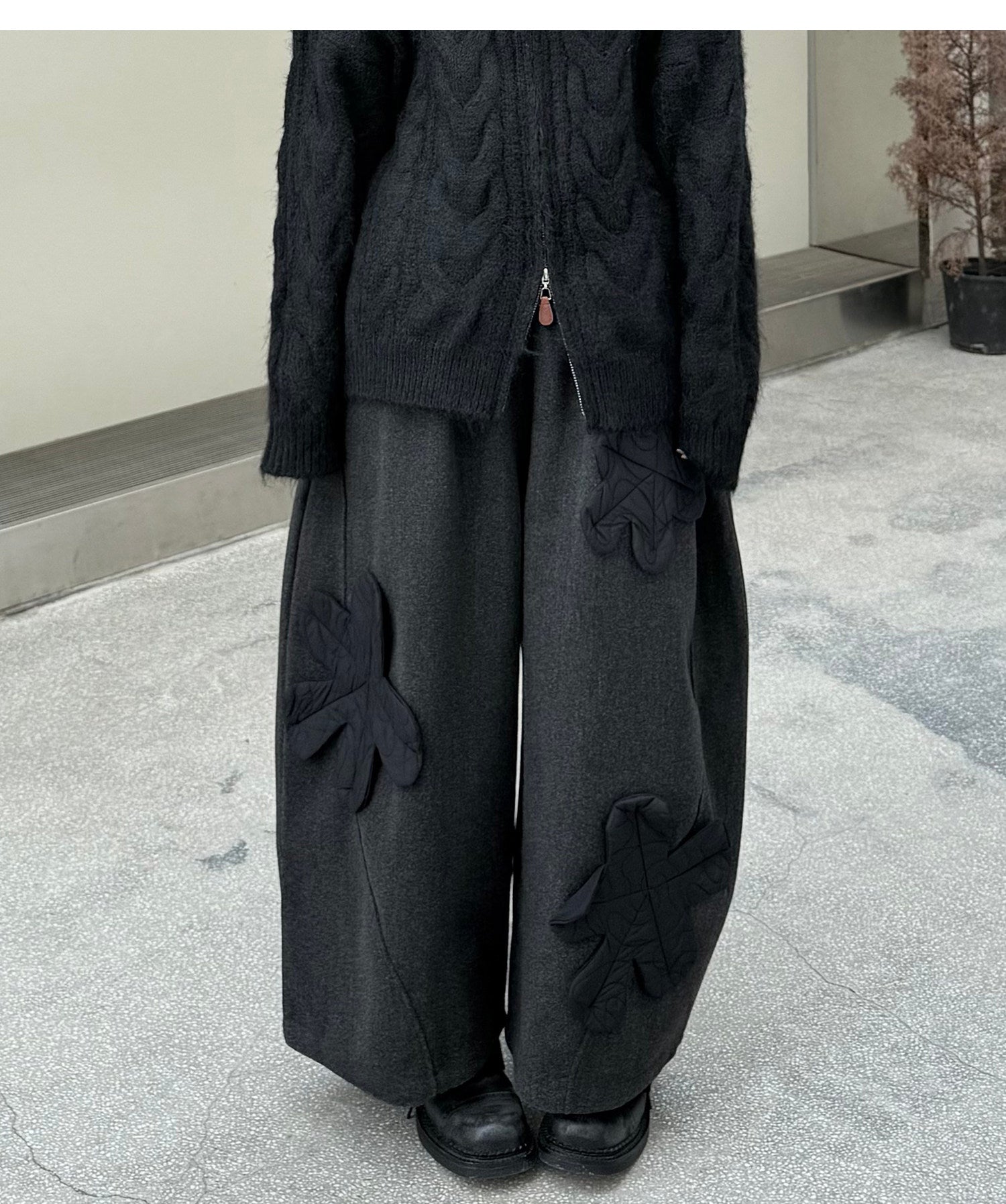 Quilted Flower Patch Balloon Leg Trousers