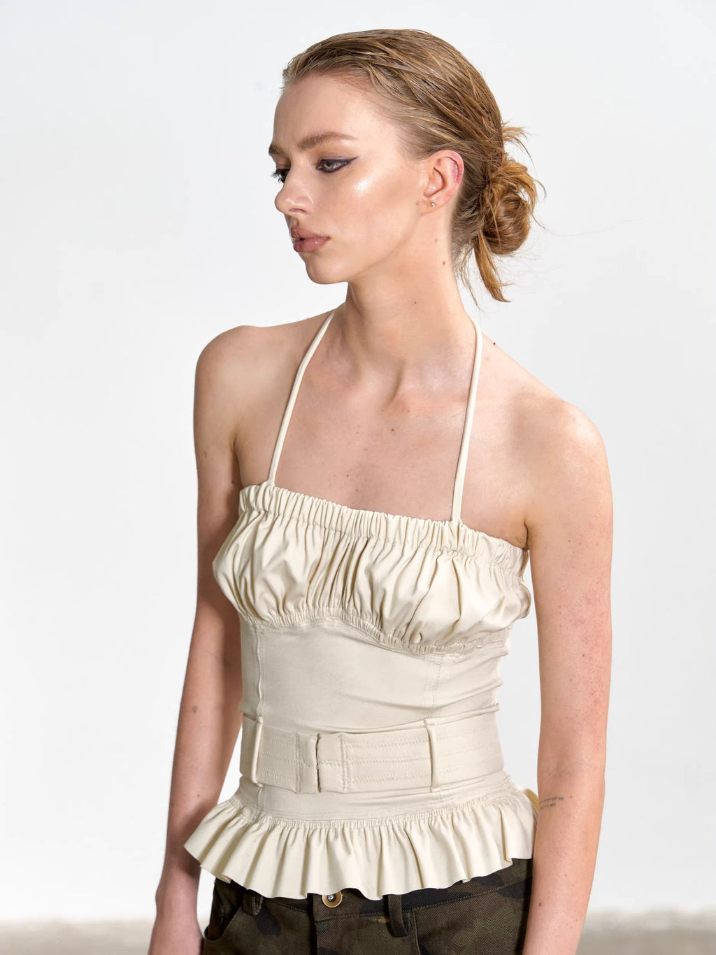 Gathered Corset Halter-Neck Top