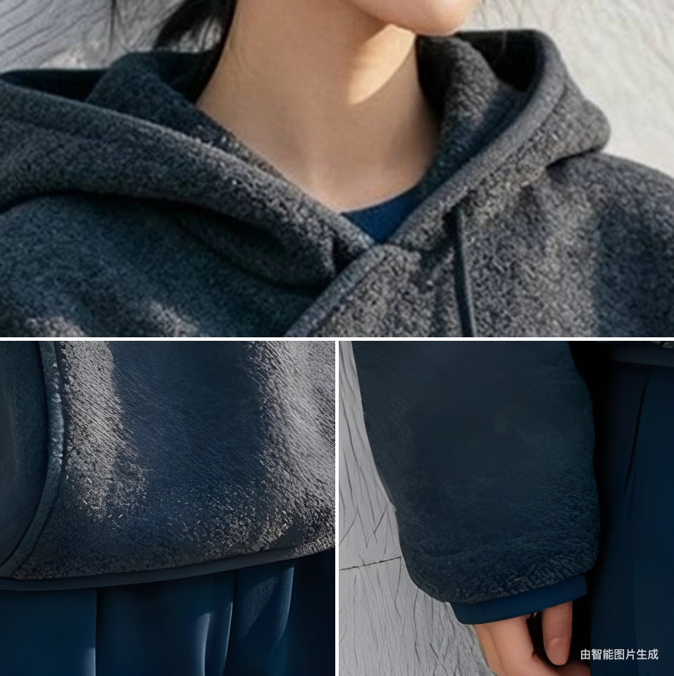 Asymmetric Soft Fleece Hoodie in Grey