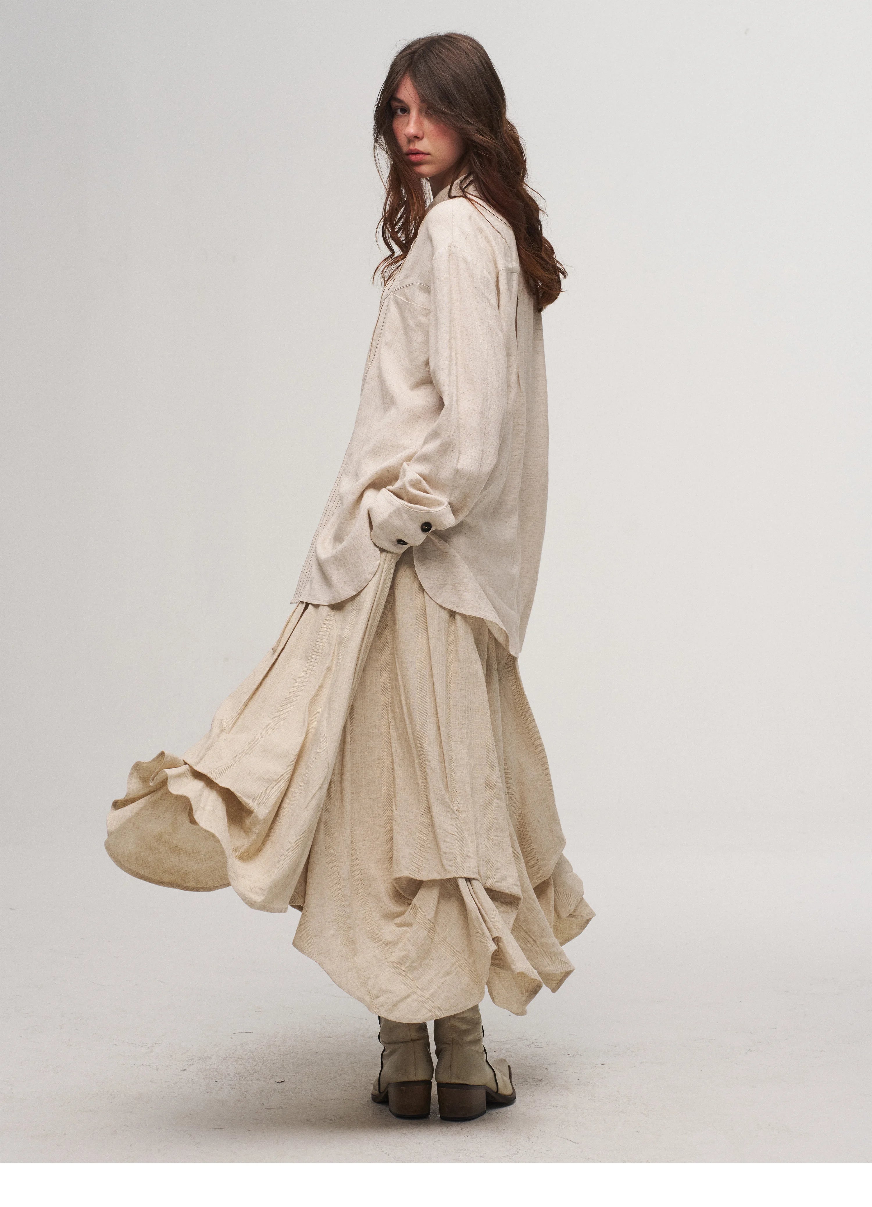 Dune Cascade Linen Skirt