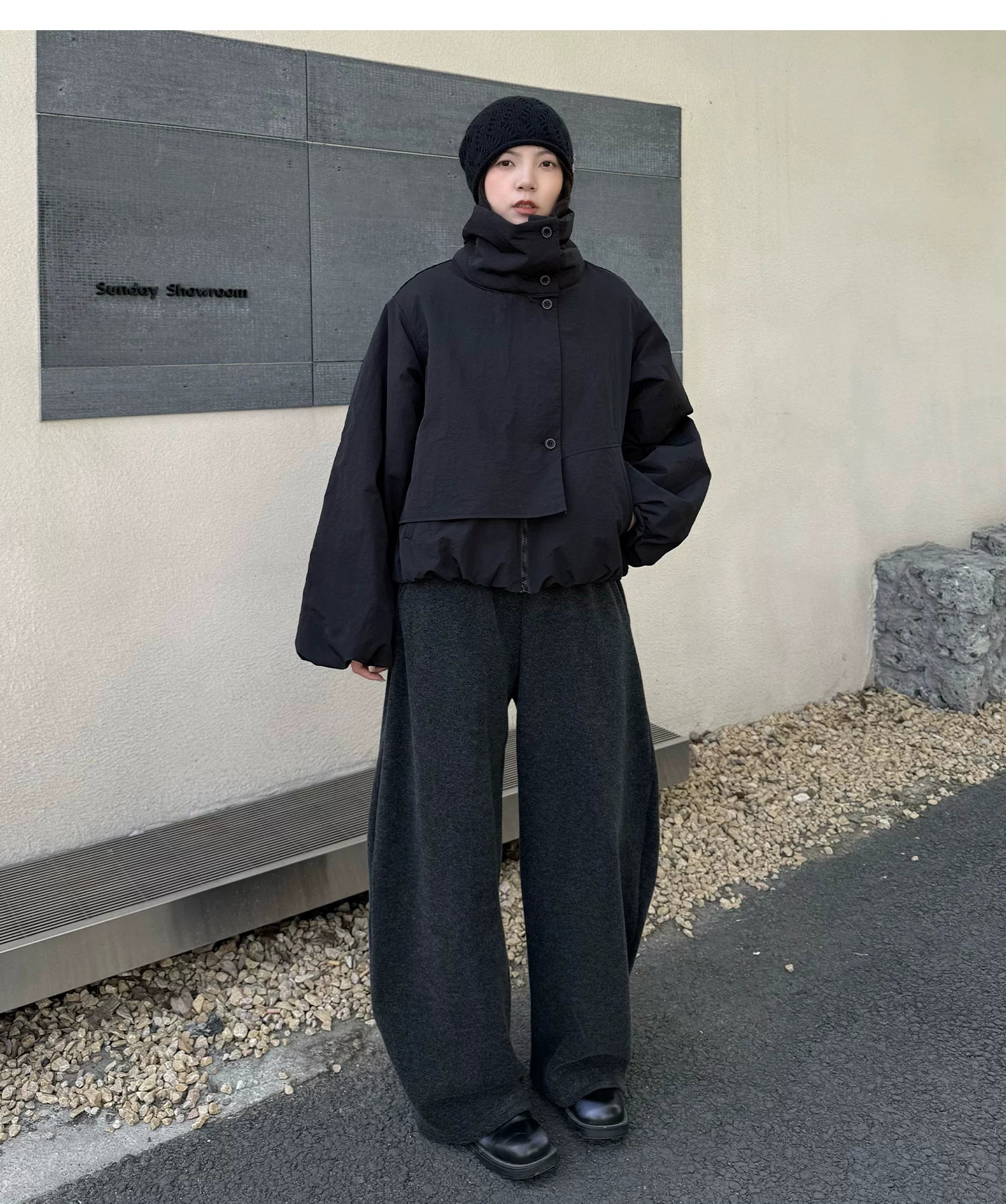Vector Overlap Funnel-Neck Blouson