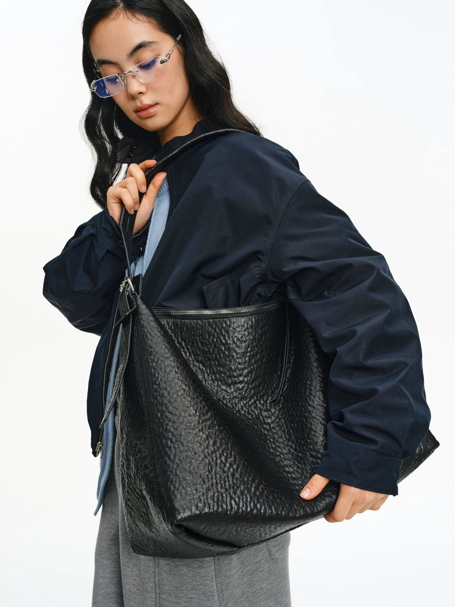Textured Oversized Slouch Shoulder Bag