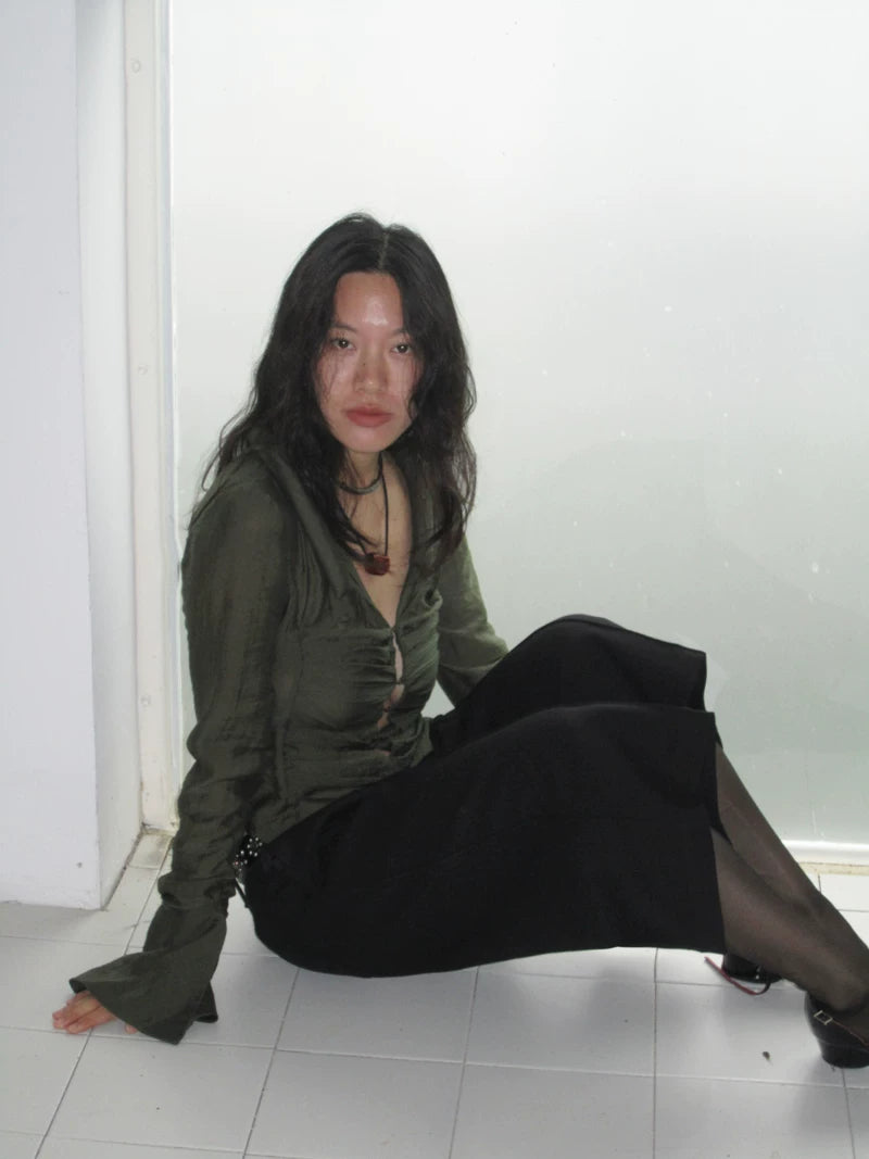 Ring-Link Sheer Blouse