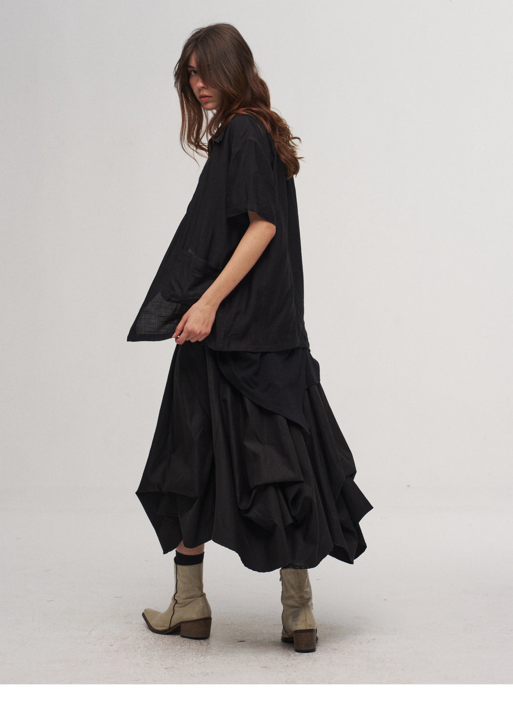 Fluid Draped Skirt Pants