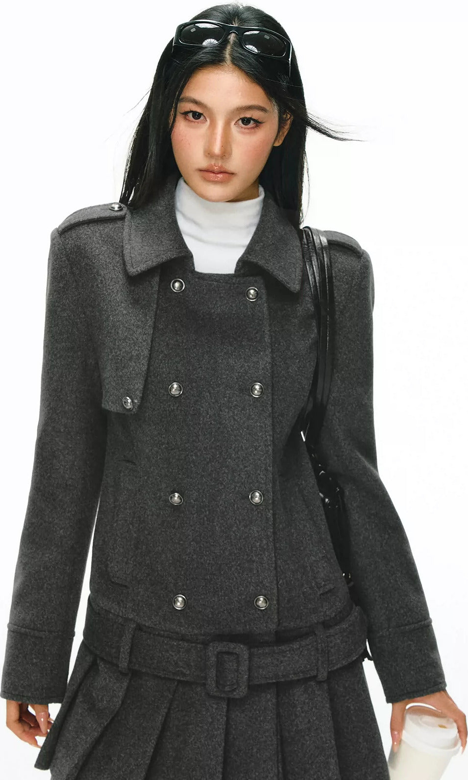Miranda Double-Breasted Pleat Coat Dress