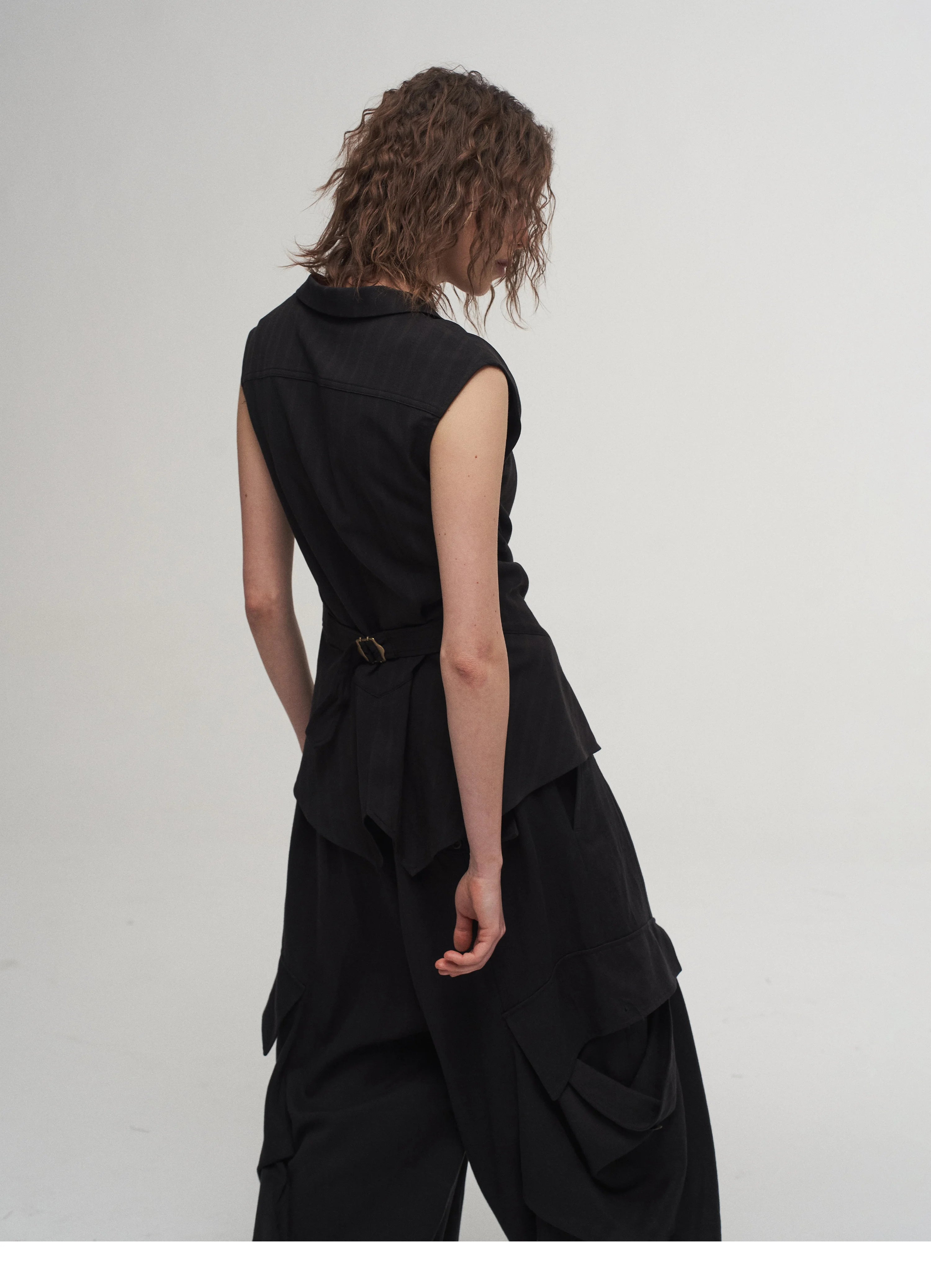 Draped Asymmetric Tailored Vest