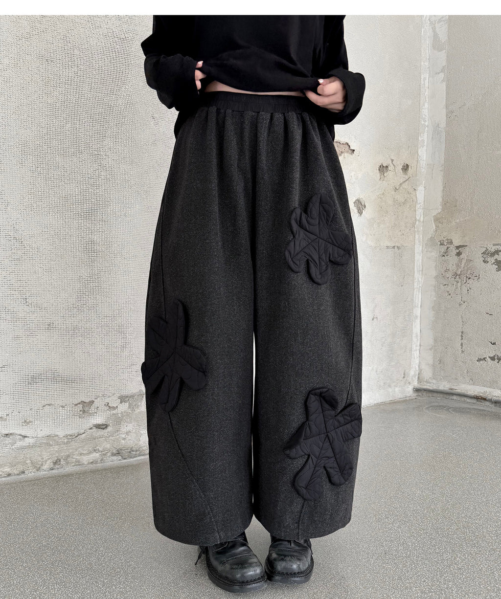 Quilted Flower Patch Balloon Leg Trousers