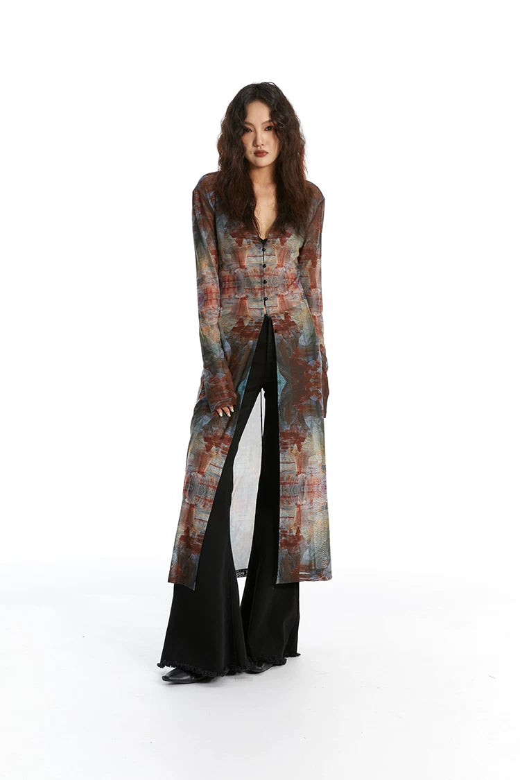 Veil Fresco Sheer Cardigan Dress