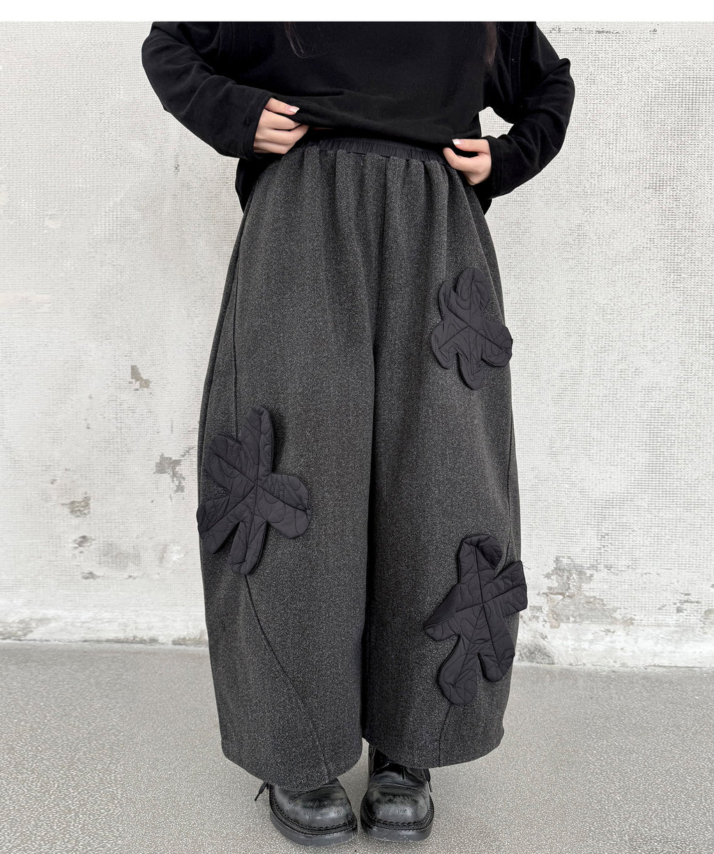 Quilted Flower Patch Balloon Leg Trousers
