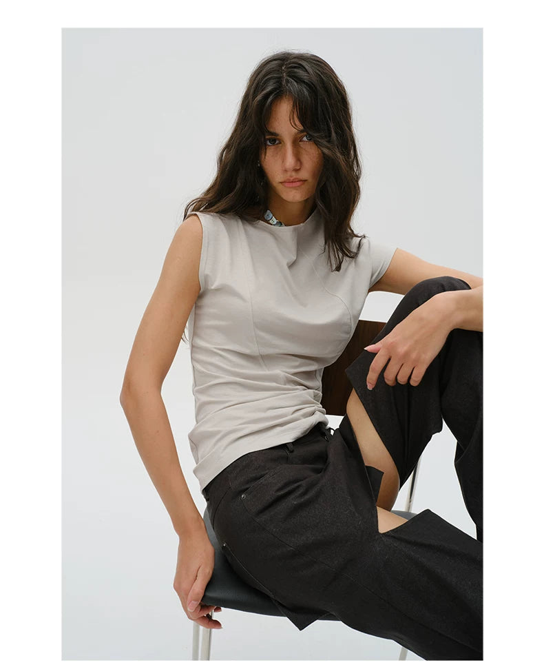 Contour Seam Cap Sleeve Top