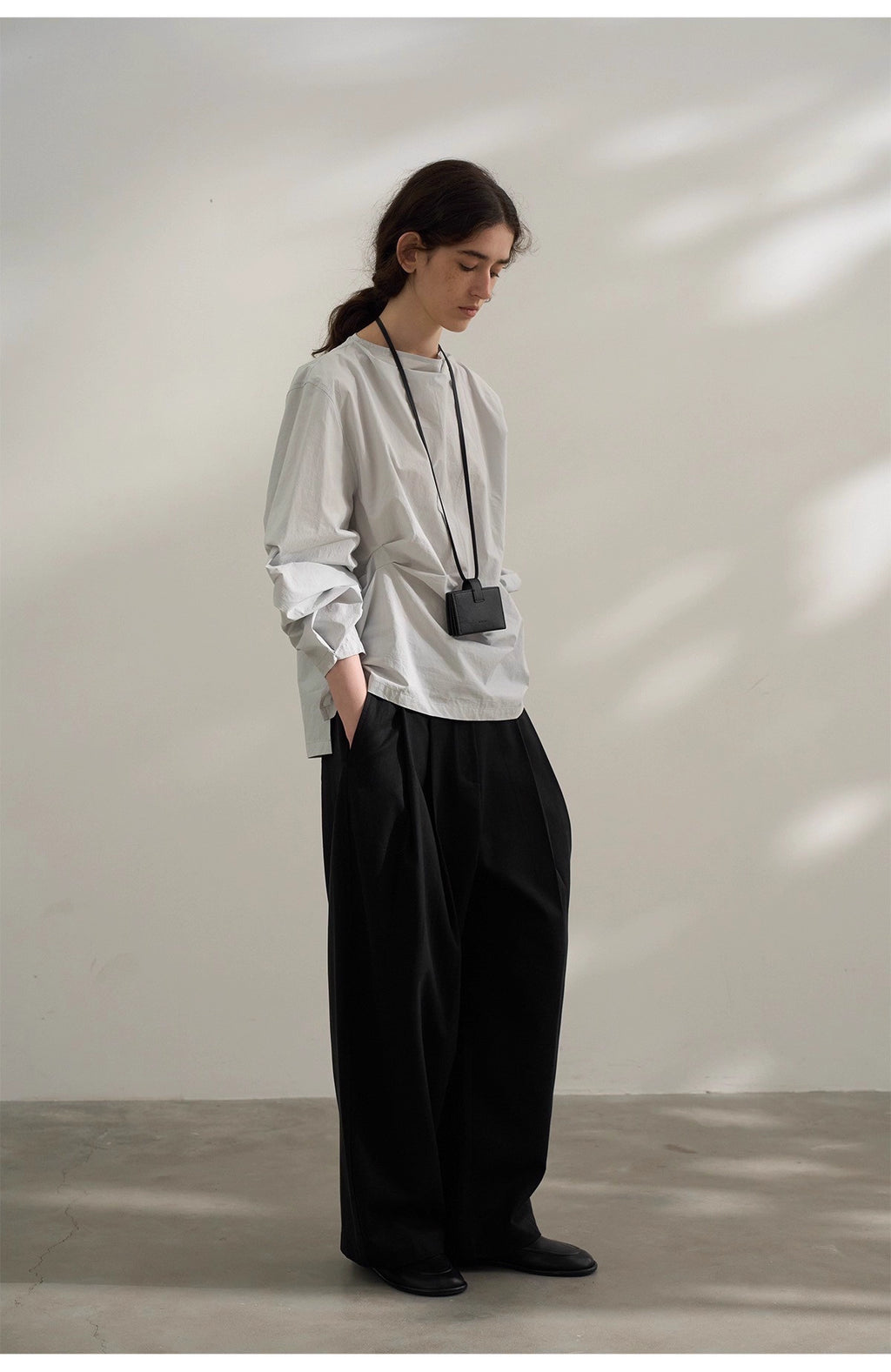 Sculptural Blouse in White or Grey Blue