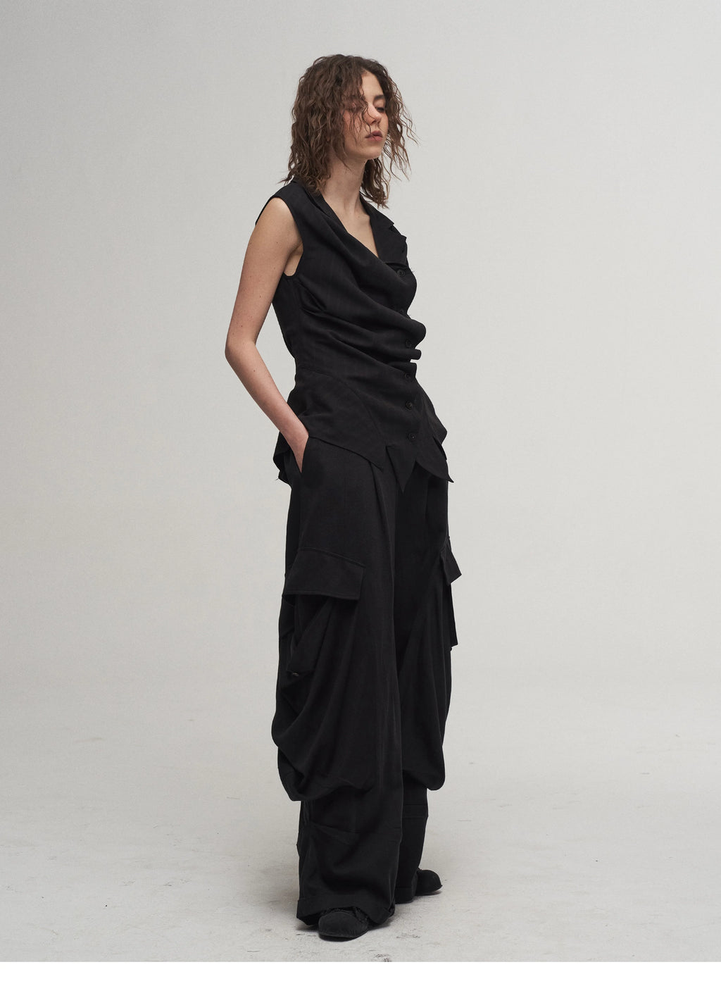 Draped Asymmetric Tailored Vest