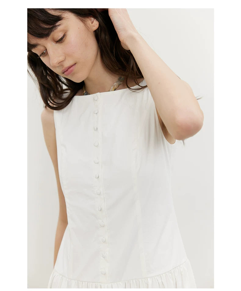 Buttonfront Gathered Maxi Dress