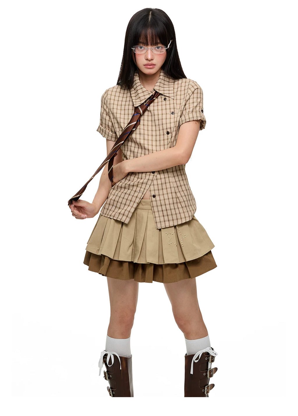 Asymmetric Check Tailored Shirt