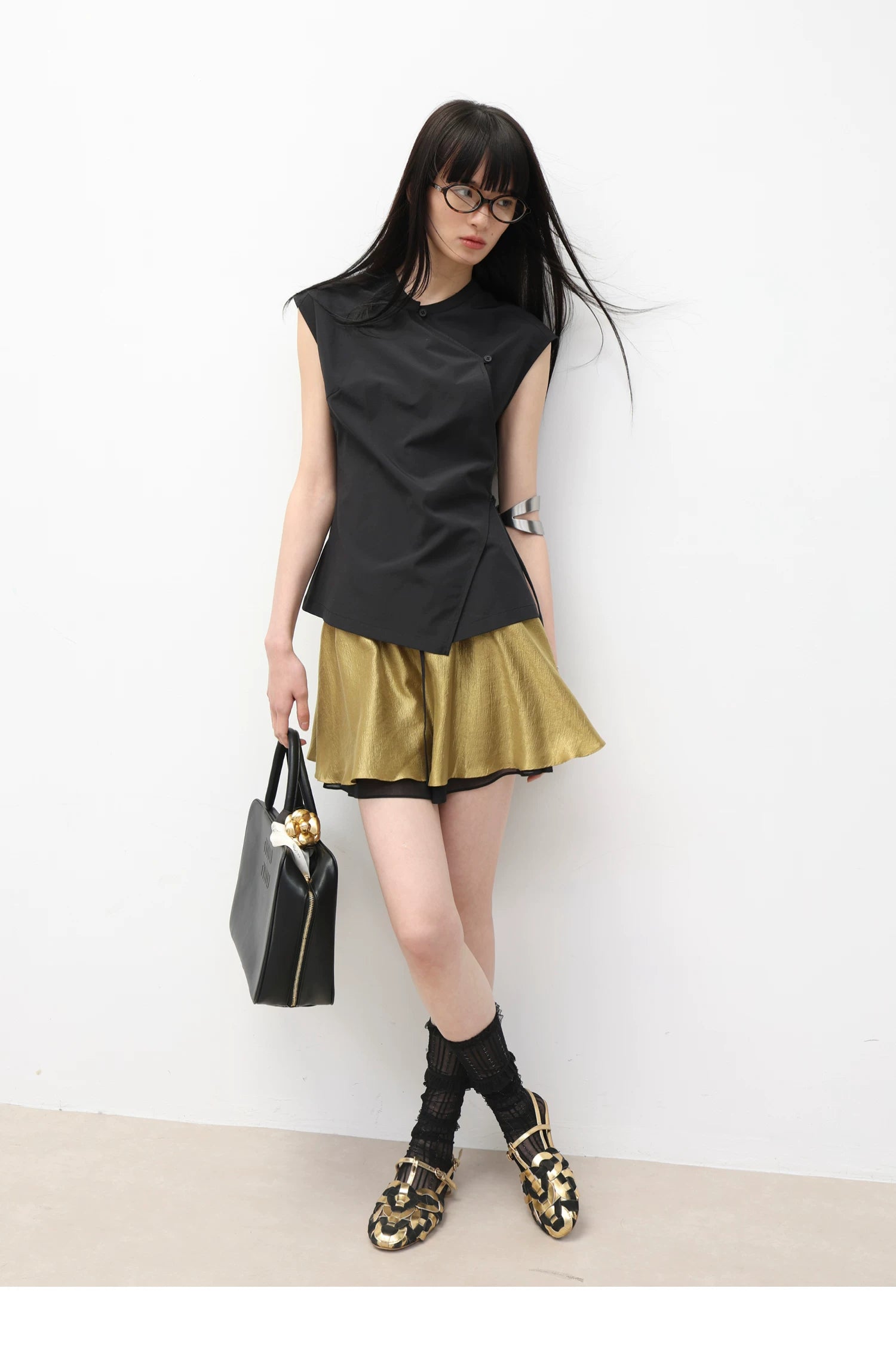 Asymmetric Wrap Sleeveless Top