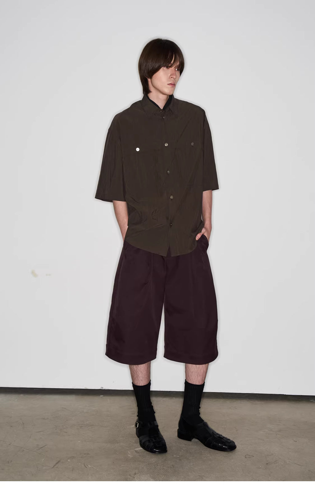 Fluid State Lapel Collar Button-Up Shirt