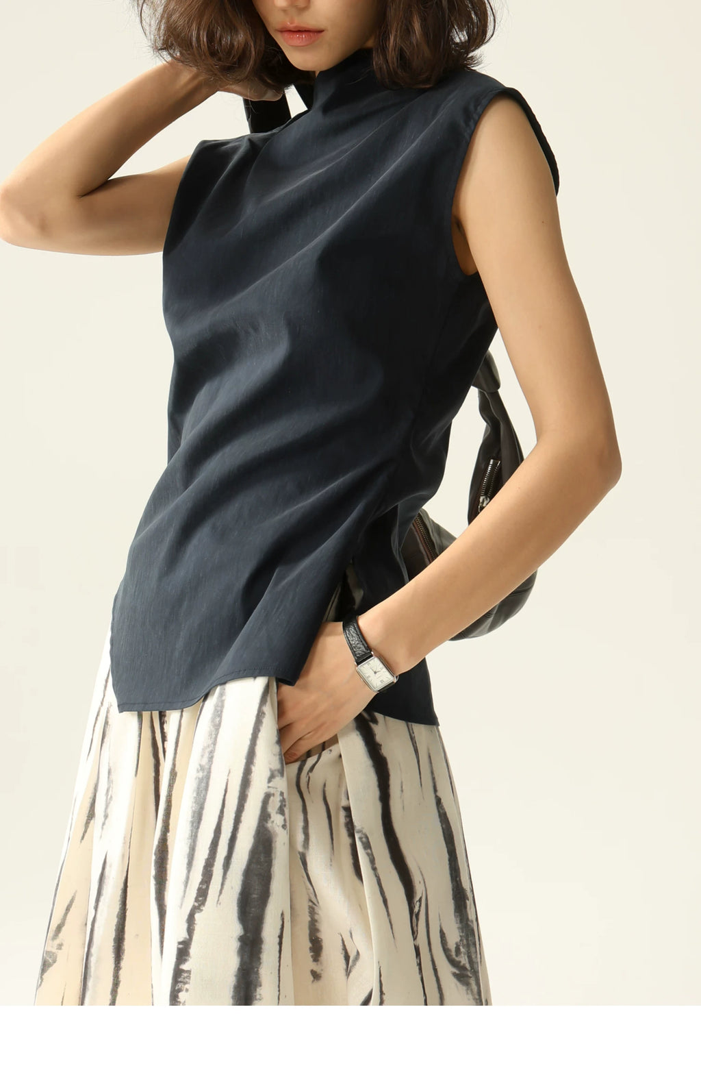 Lyocell Linen Sleeveless Top in Terracotta or Navy