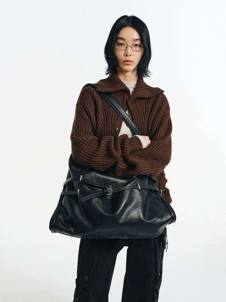 Strapped Buckle Soft-Structure Shoulder Bag