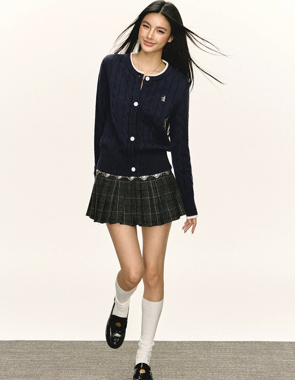 Varsity Tipped Cable Cardigan