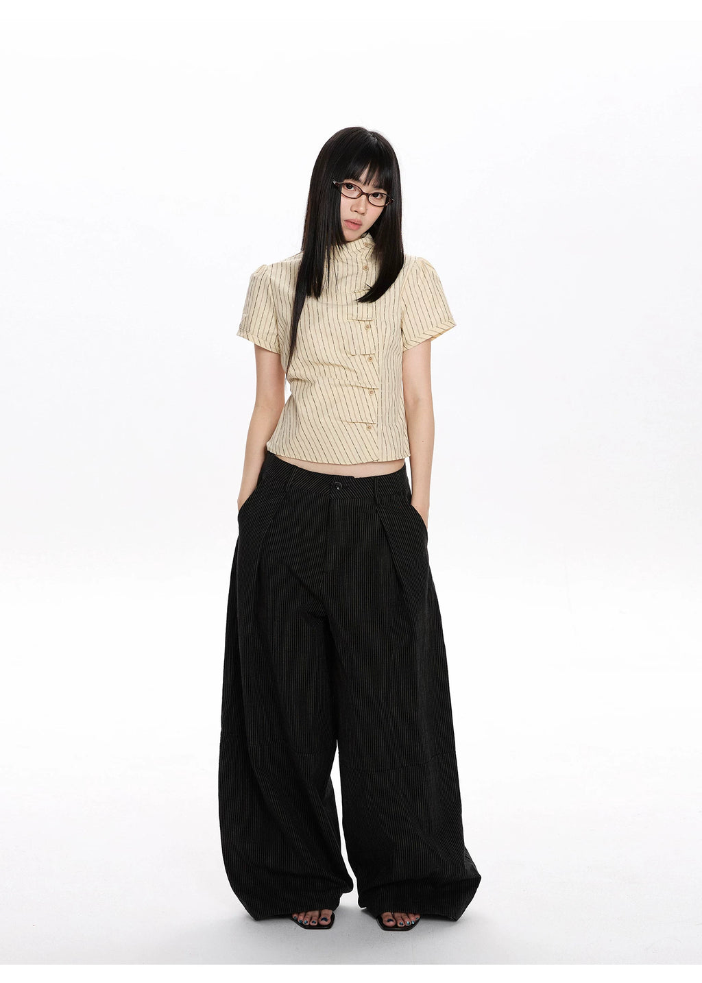 Pinstripe Tie-Back Shirt