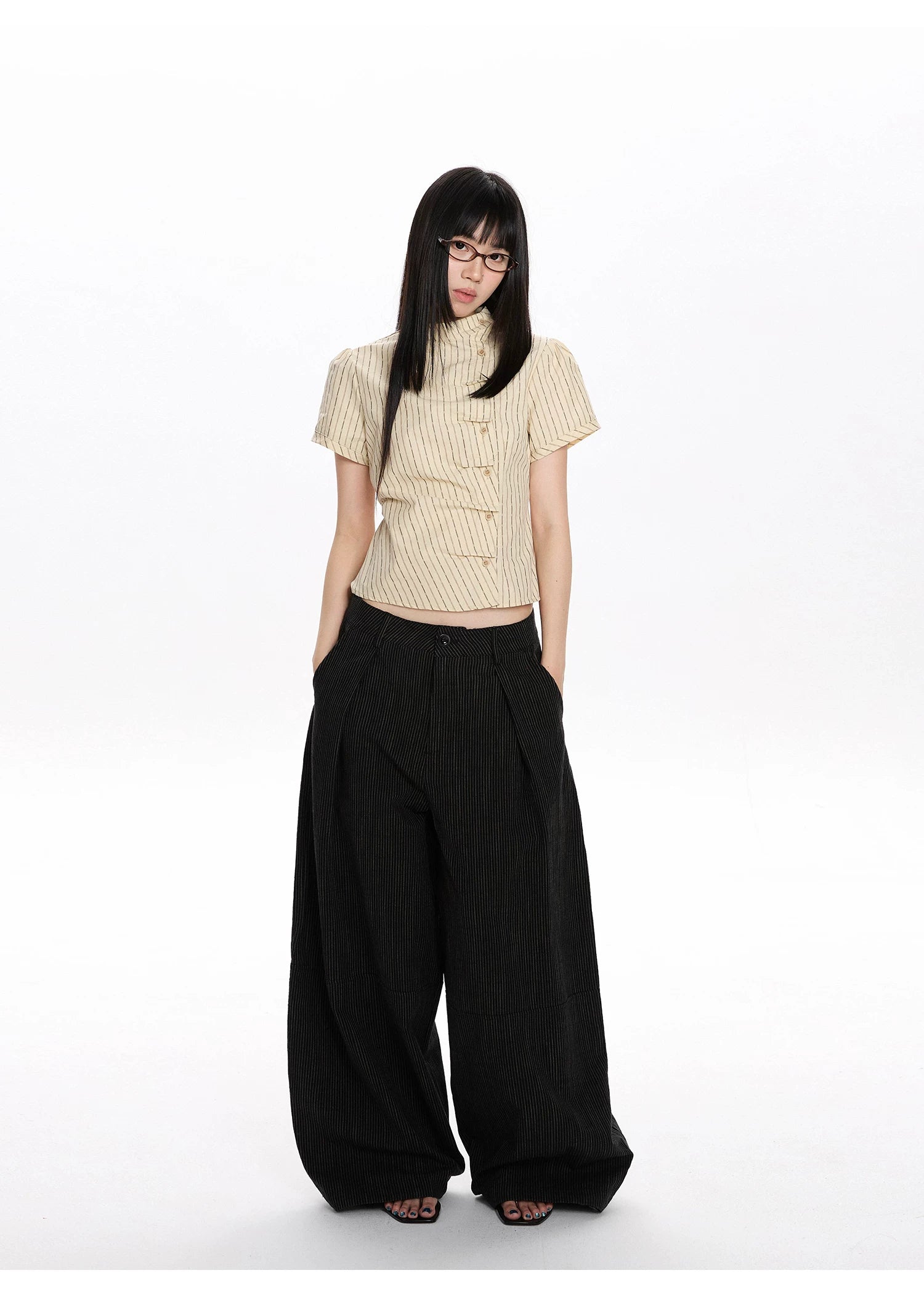 Pinstripe Tie-Back Shirt