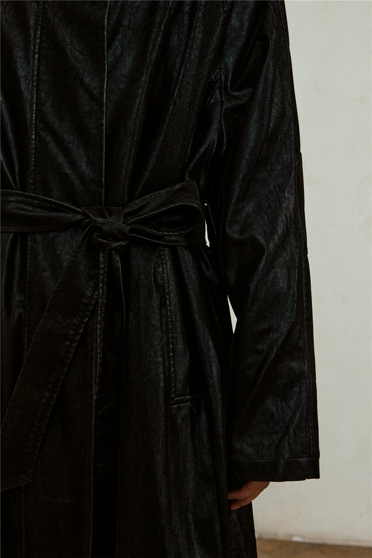 Nomad Matte Leather Trench Coat