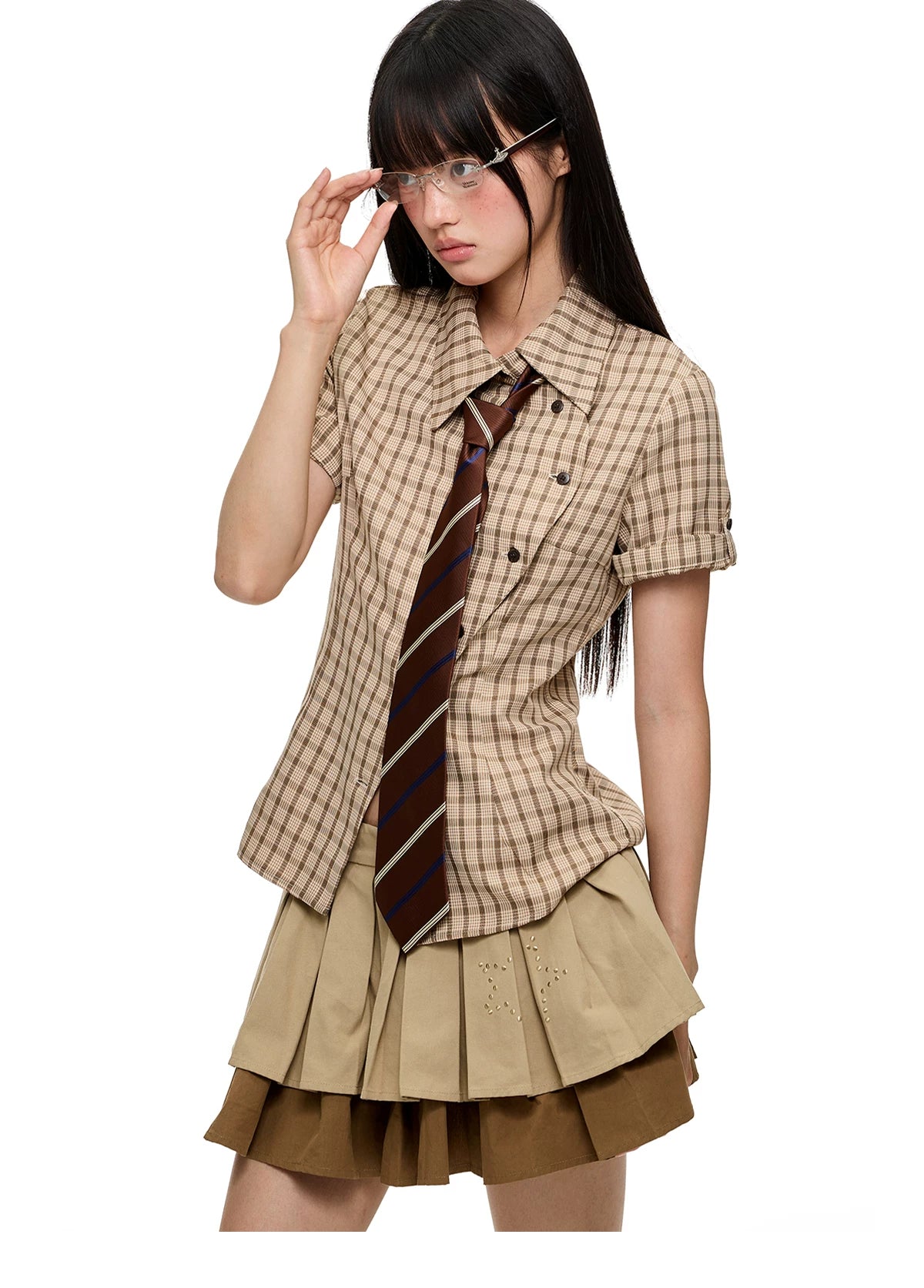 Asymmetric Check Tailored Shirt