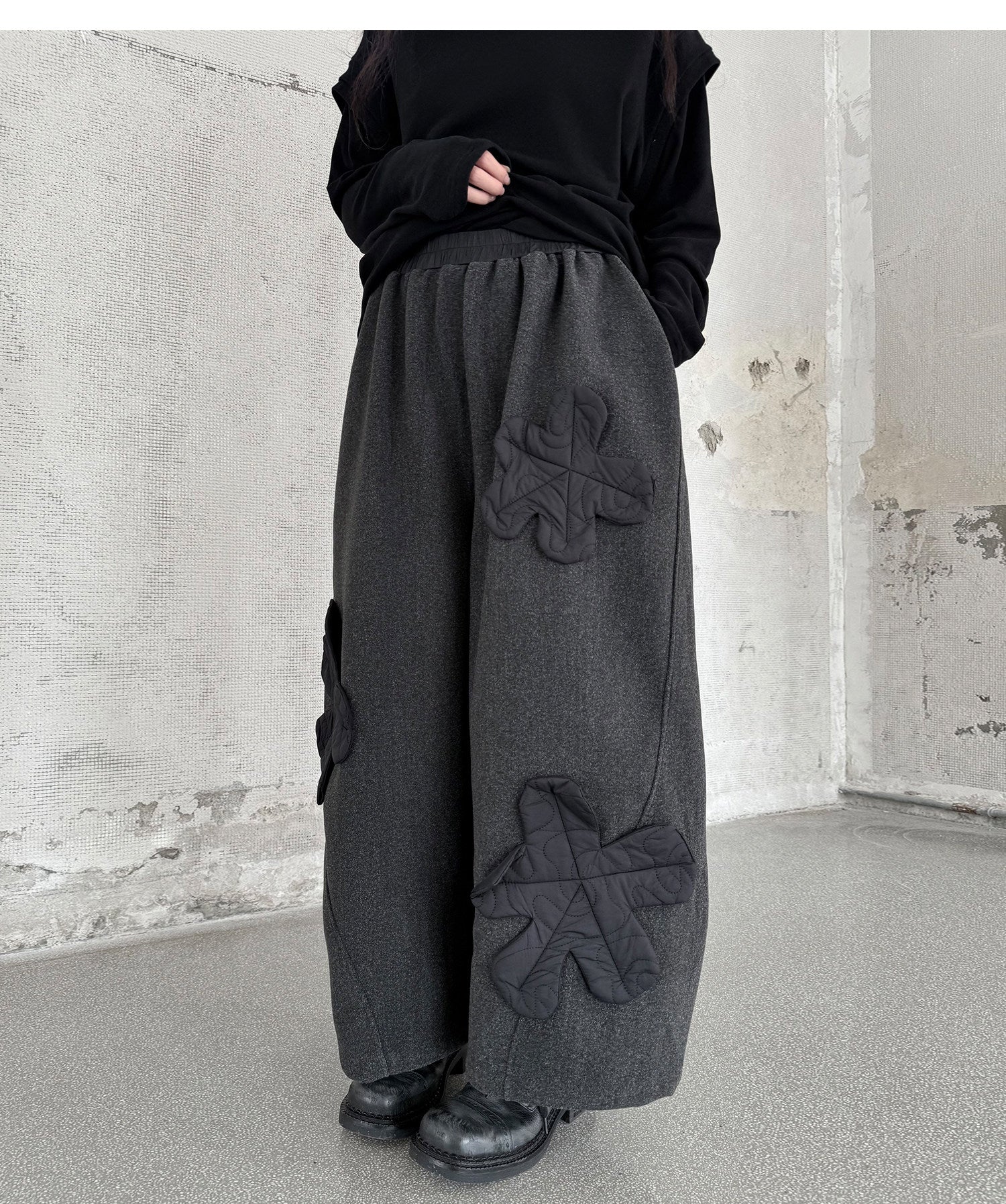 Quilted Flower Patch Balloon Leg Trousers