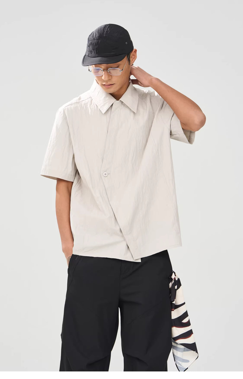 Technical Asymmetric Double-Breasted Shirt