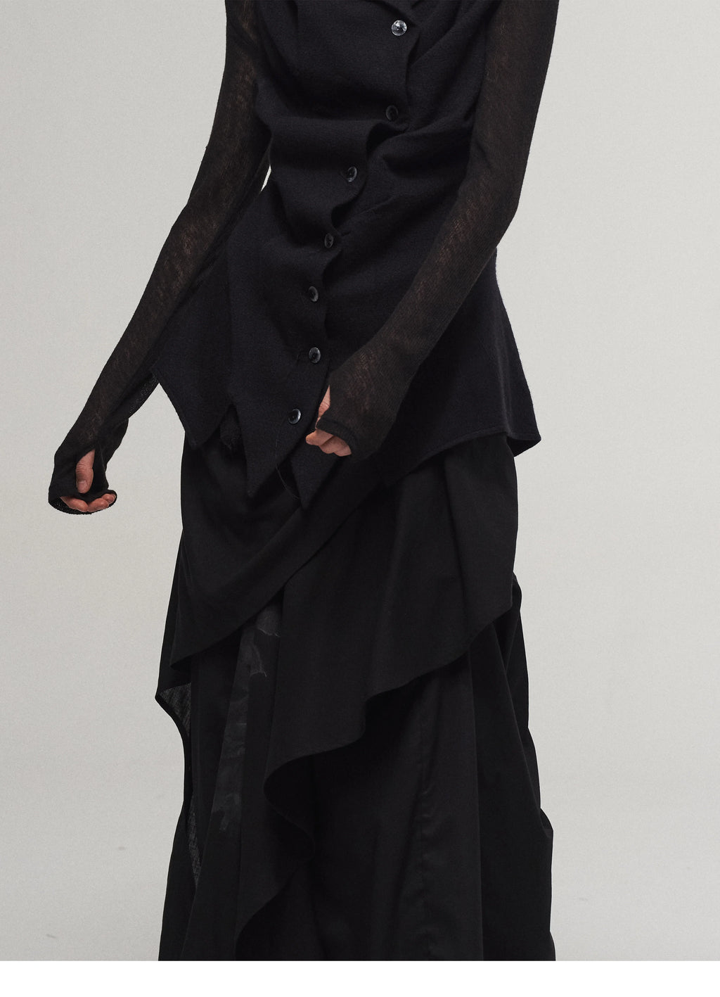 Layered Drape Maxi Skirt