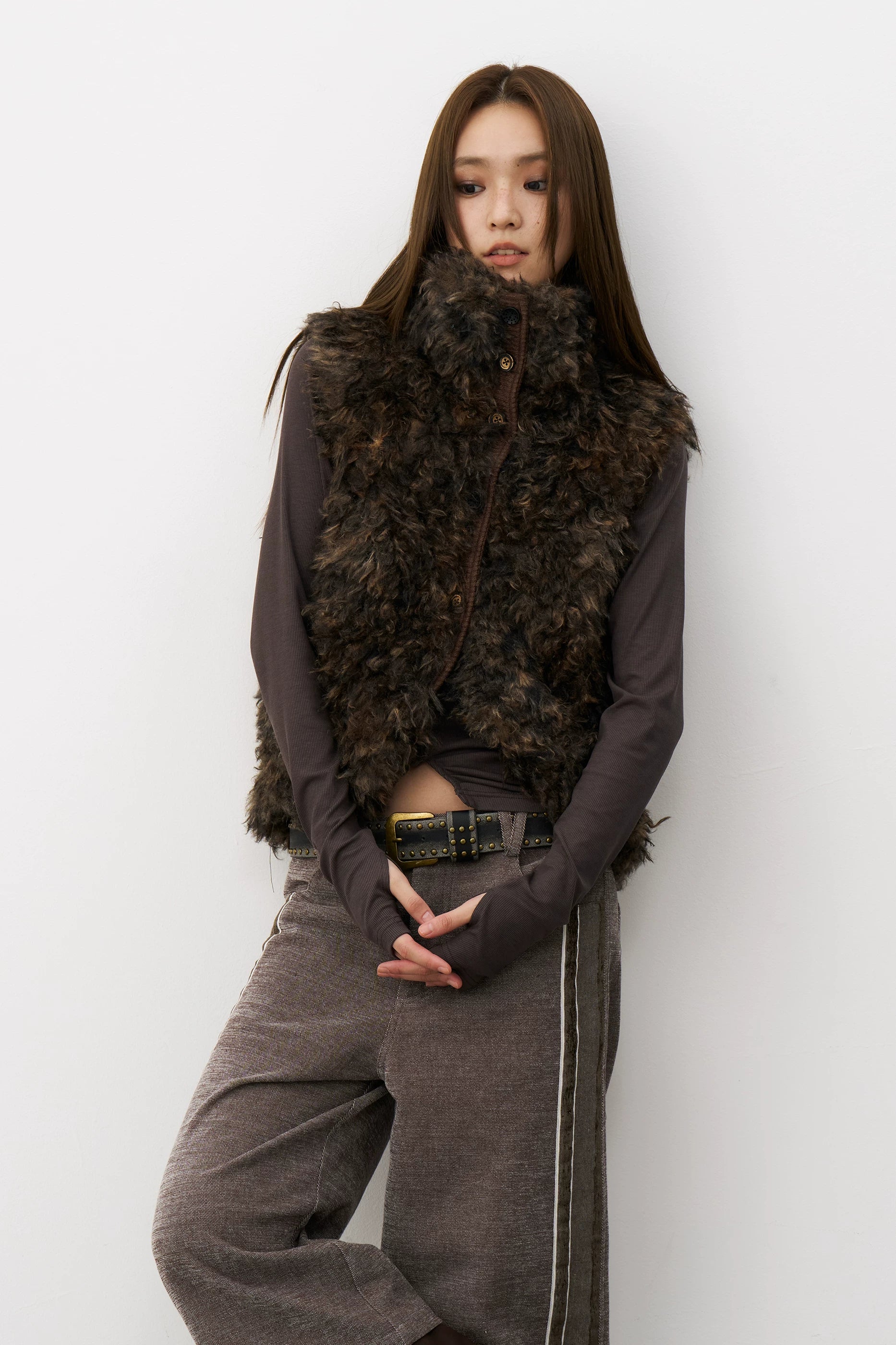 Mottled Faux Fur Vest