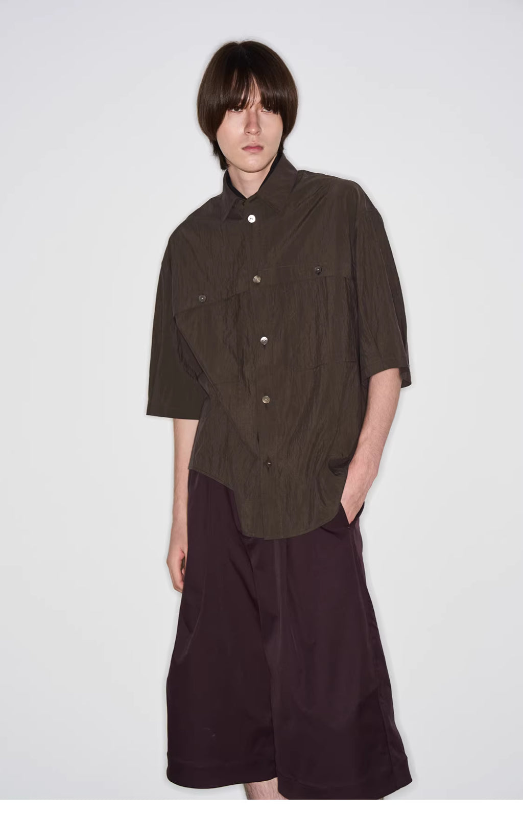 Fluid State Lapel Collar Button-Up Shirt