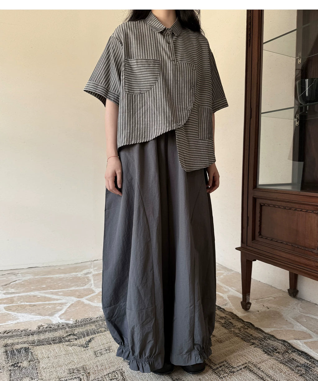 Gathered Balloon Wide-Leg Trousers