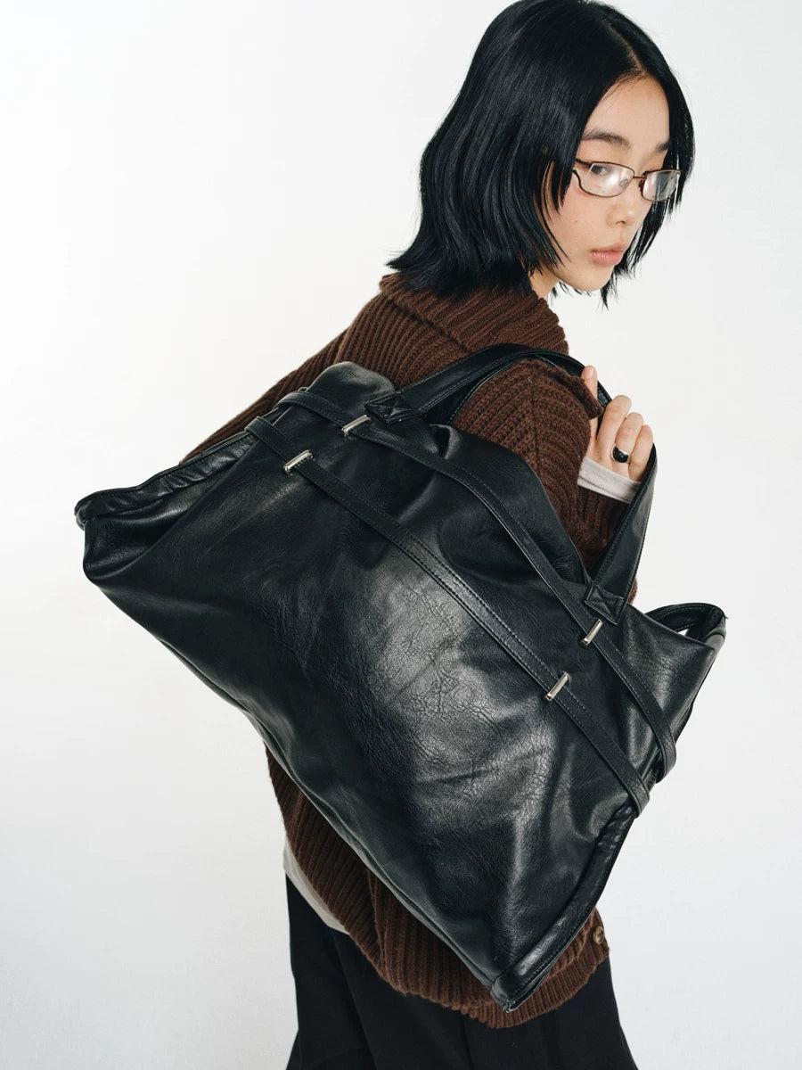 Strapped Buckle Soft-Structure Shoulder Bag