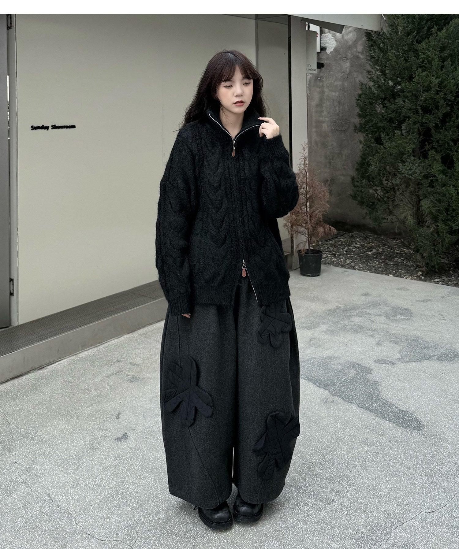 Quilted Flower Patch Balloon Leg Trousers