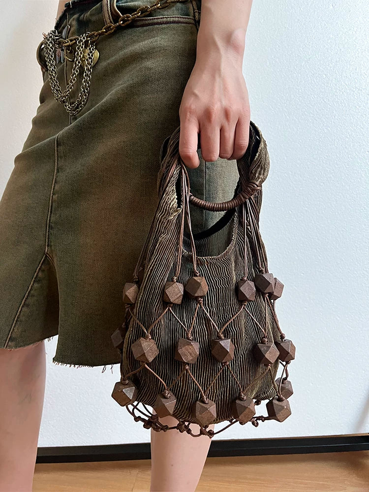 Cord Lattice Bead Bag
