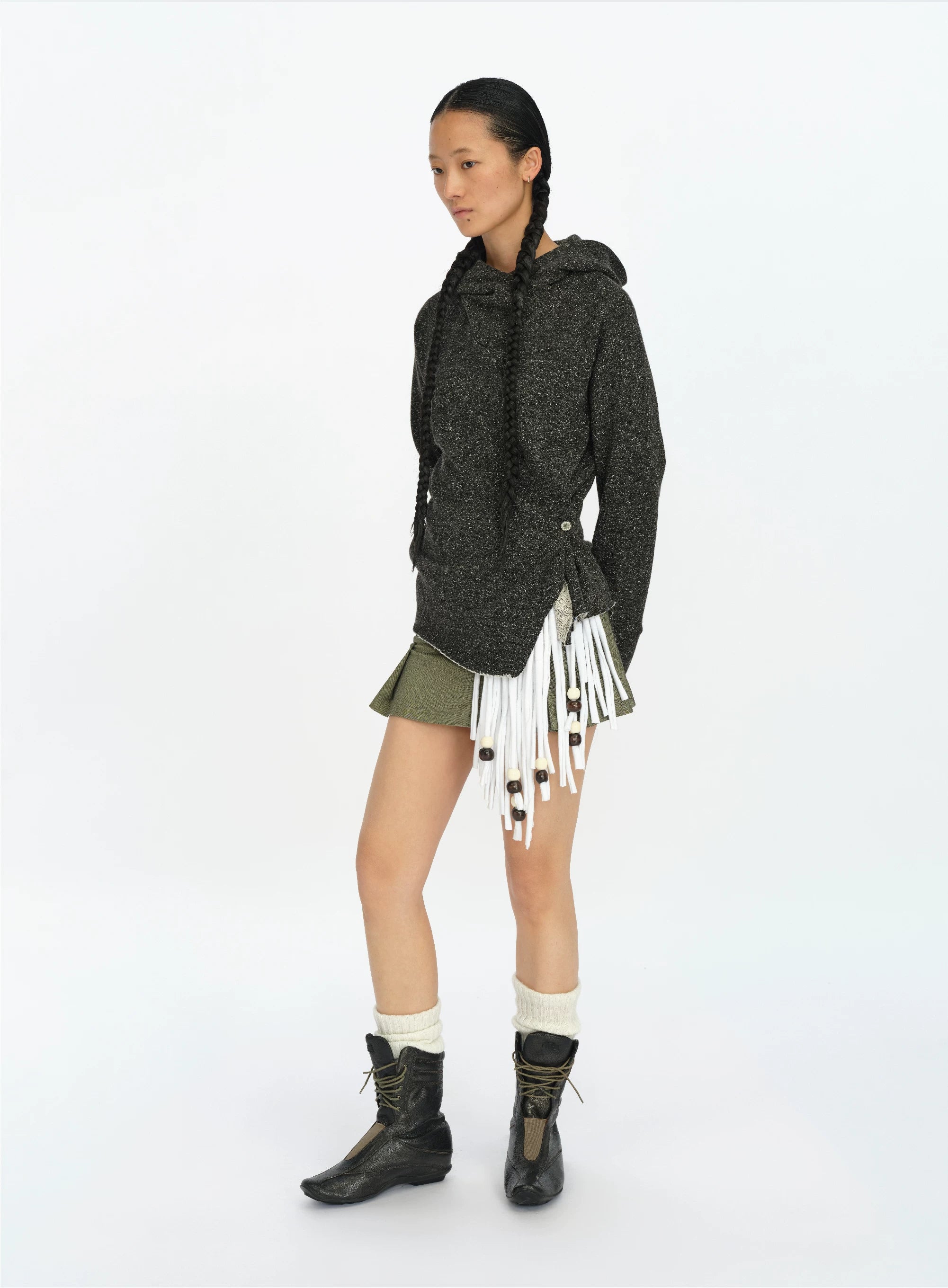 Gathered Waist Cowlform Hoodie