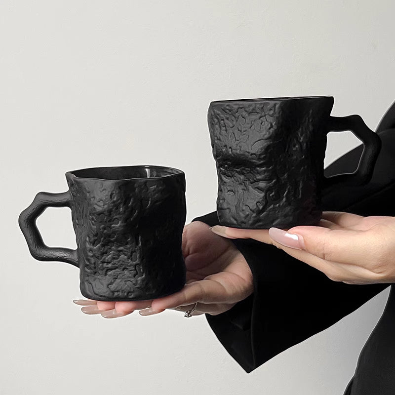 Obsidian Black Irregular Mug