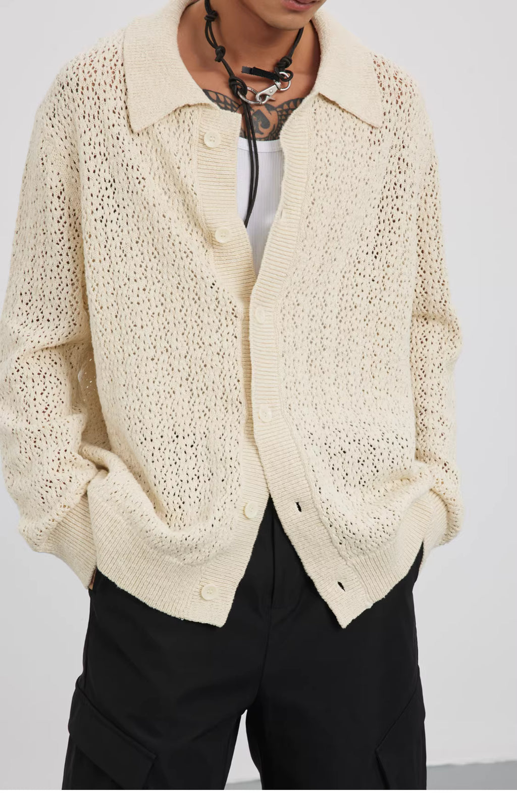 Raschel Matrix Knit Transitional Cardigan