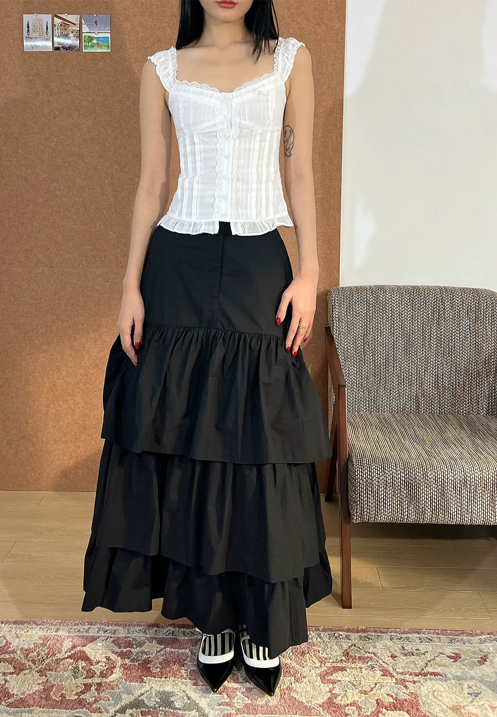 Sheer Check Lace Camisole