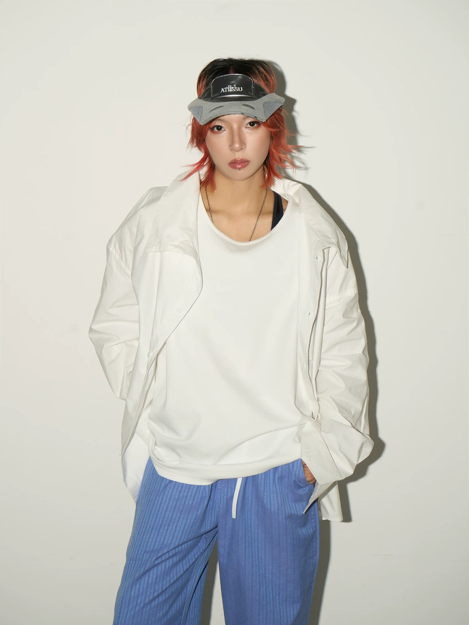 Stand Collar Oversized Shirt