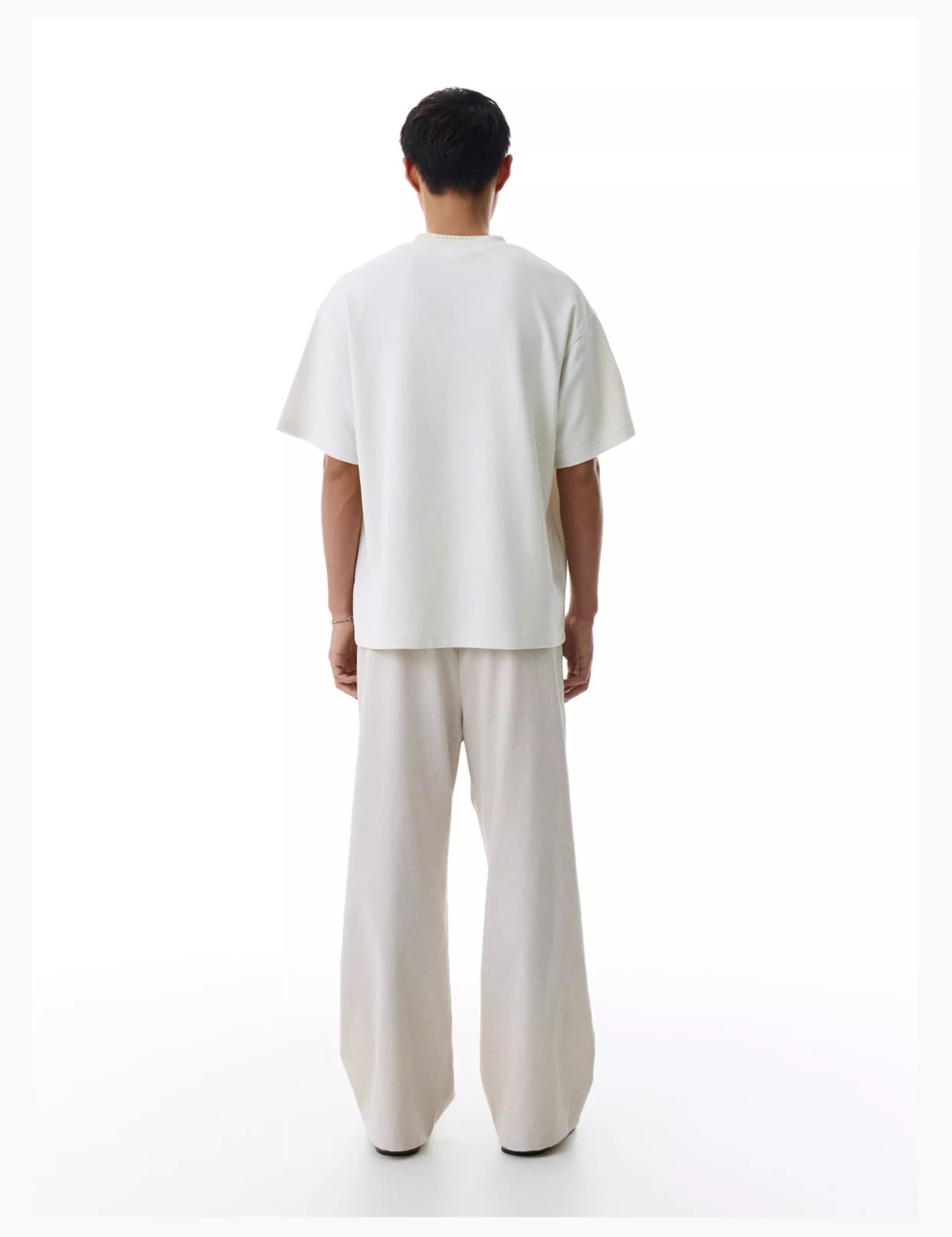 Embroidered Henley T-Shirt in Black Ink or White