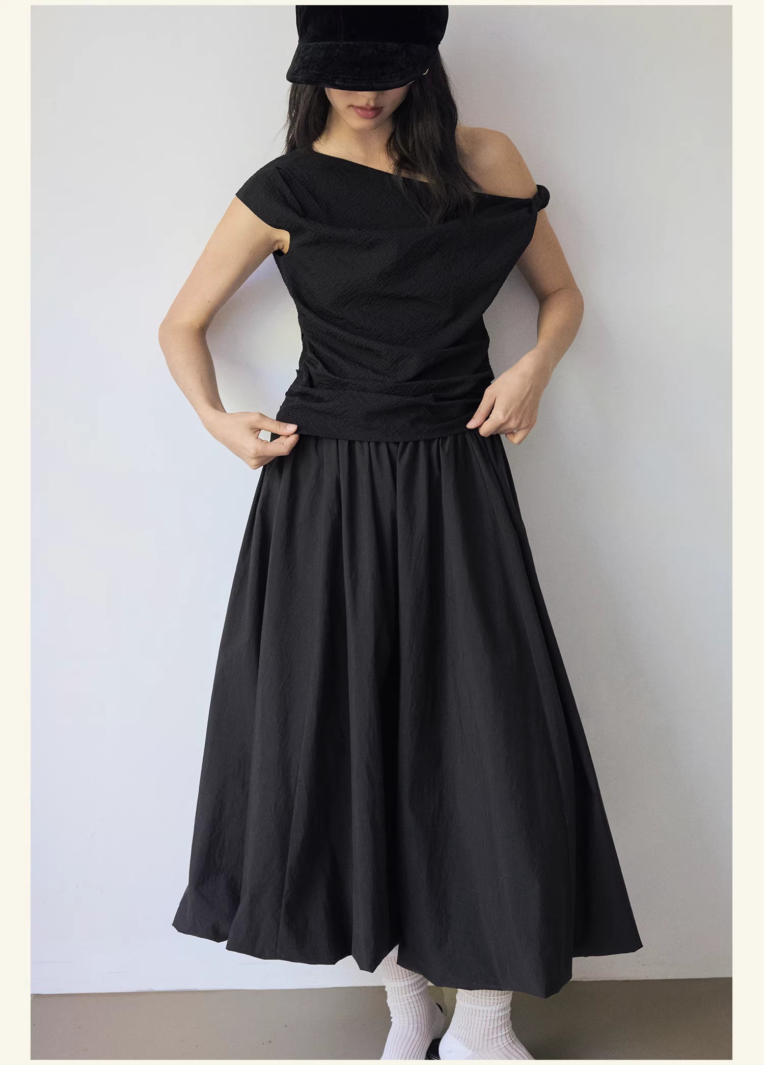 Textured Topography Off-Shoulder Top