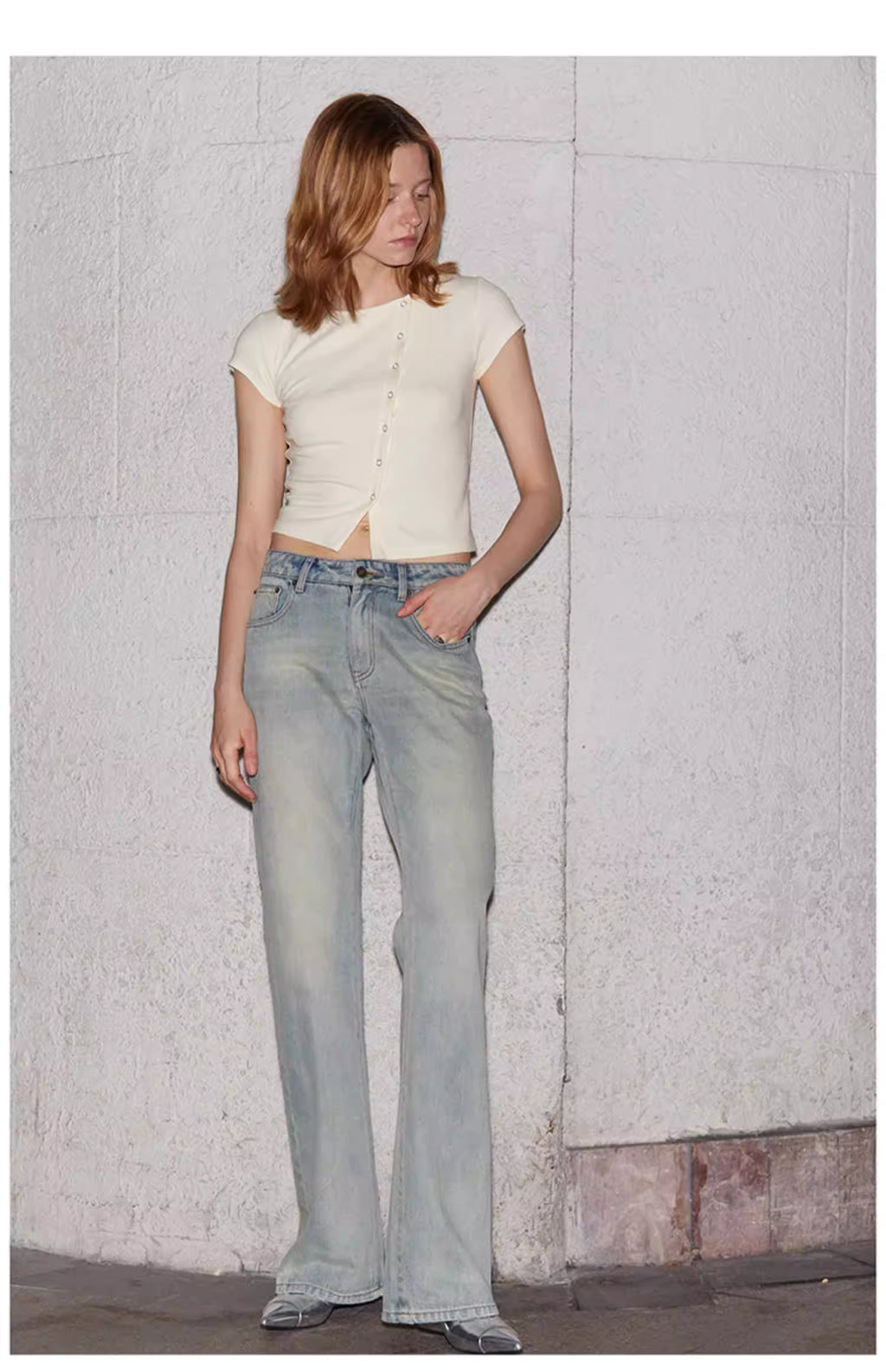 Asymmetric Snap-Front Baby Tee