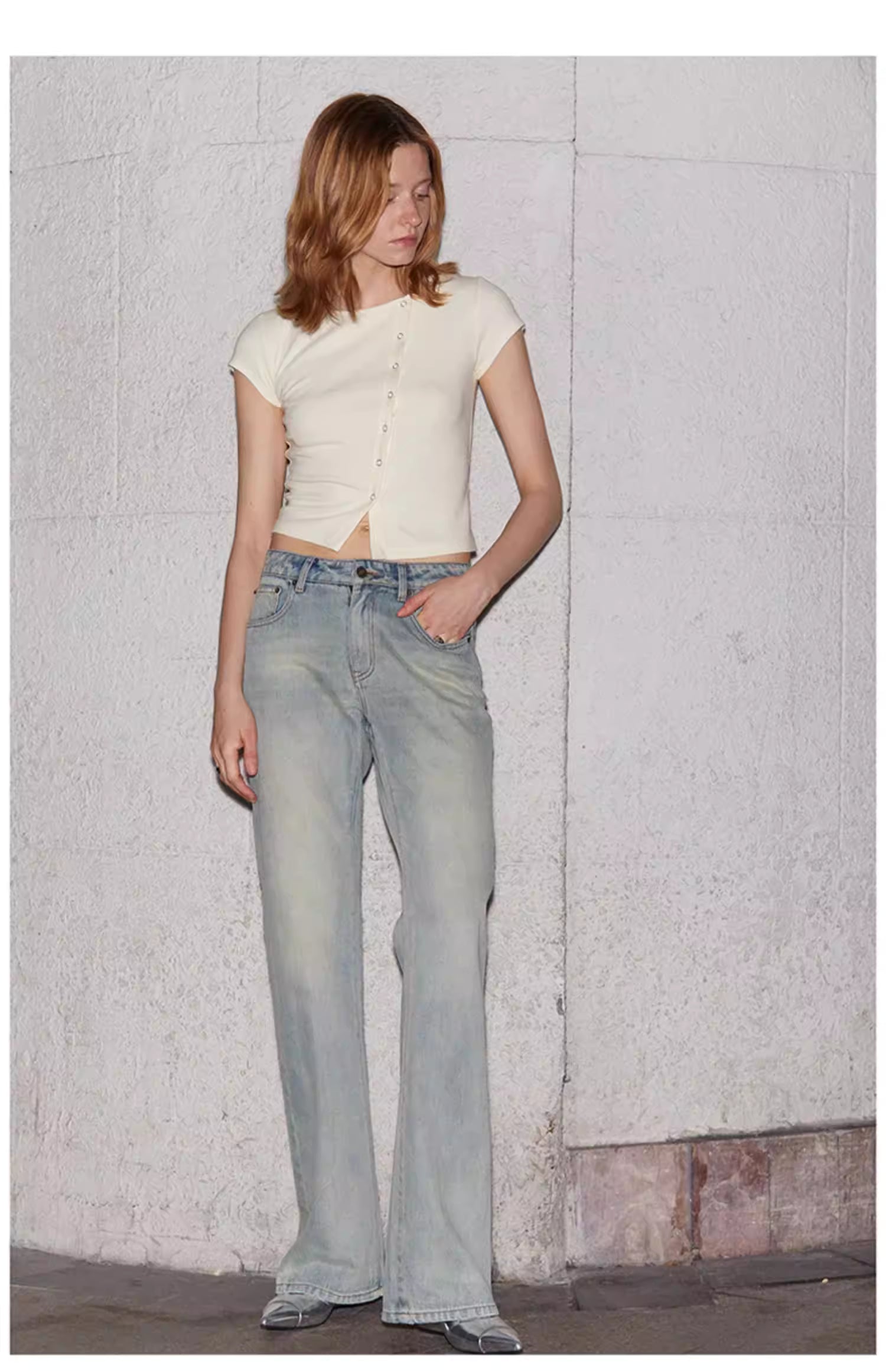 Asymmetric Snap-Front Baby Tee