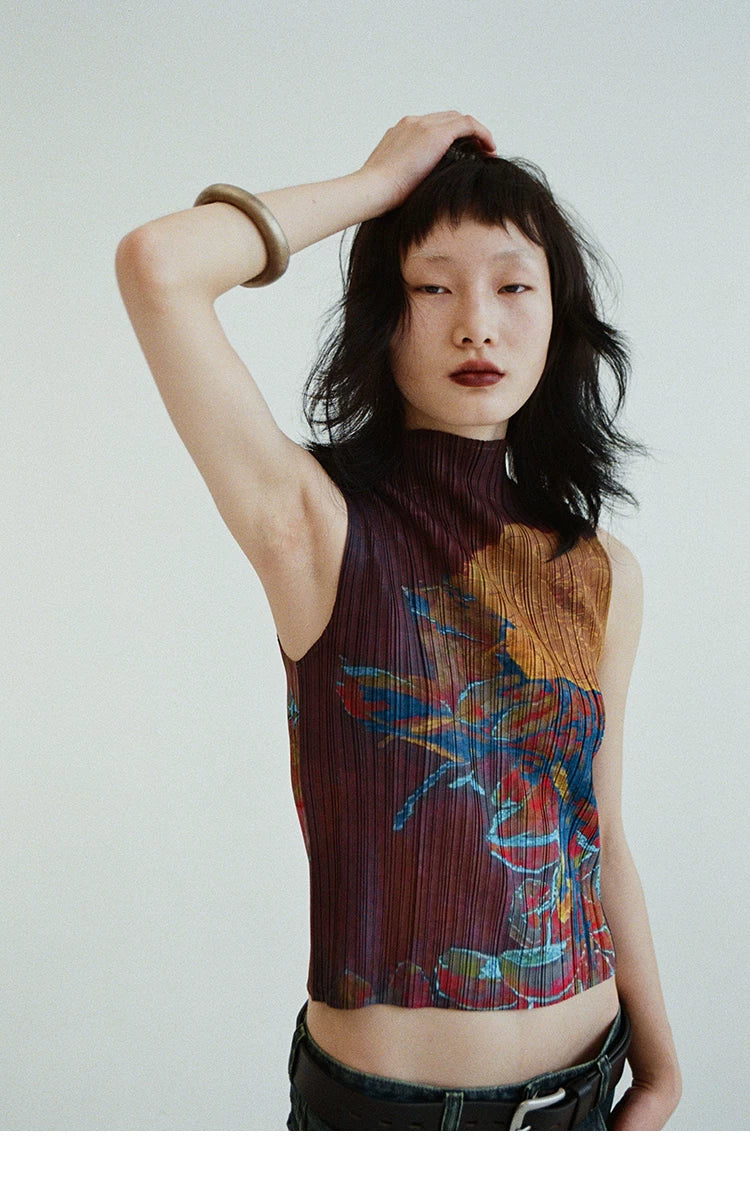Chromatic Verdant Pleat Tank
