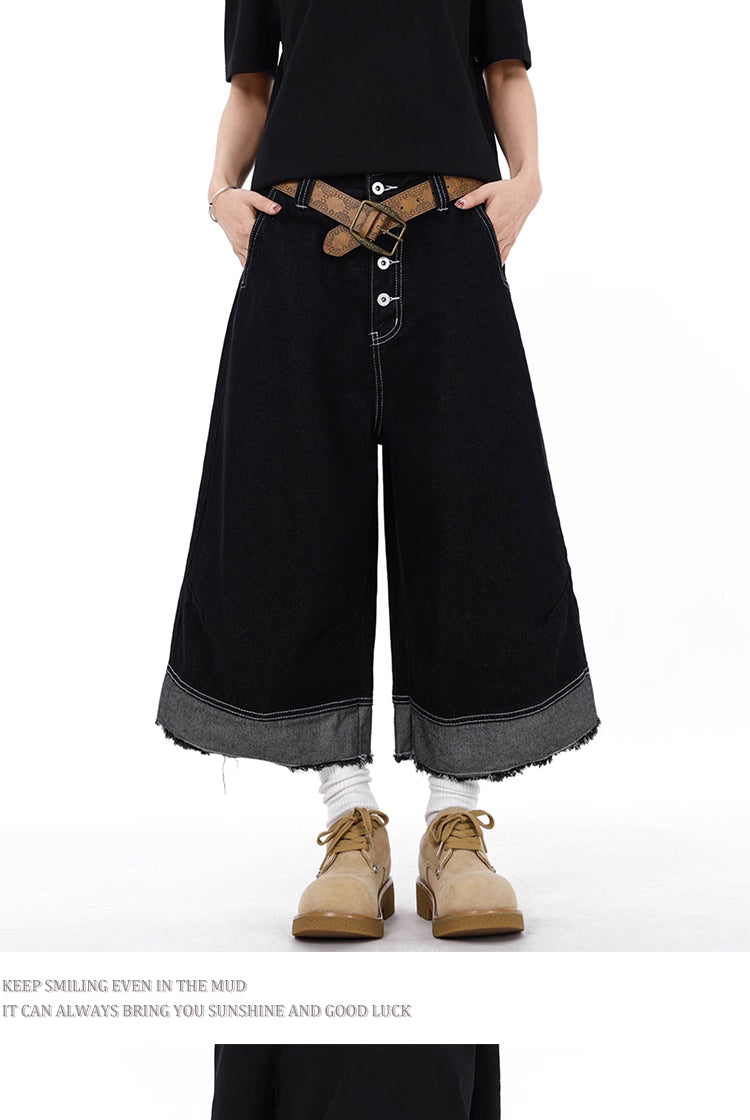 Cropped Wide-Leg Utility Denim