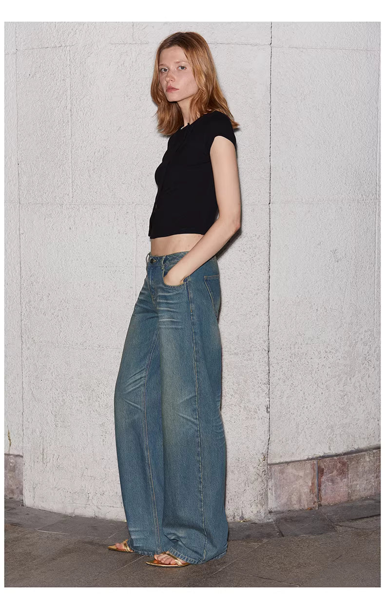 Asymmetric Snap-Front Baby Tee